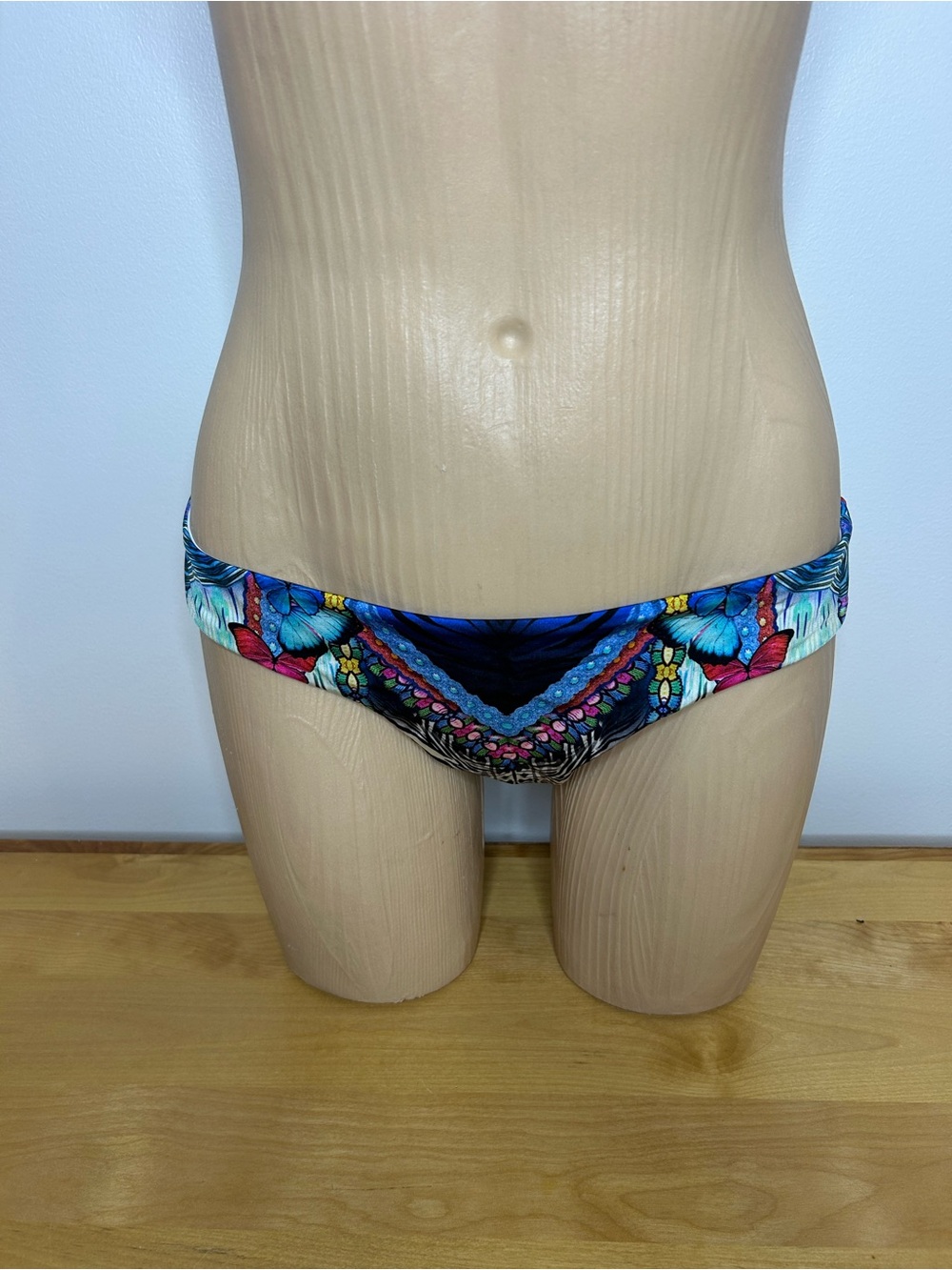 Aqua Blu Zebra Butterfly-Print Bikini Bottoms in Blue, Pink, Yellow, Green❤️L